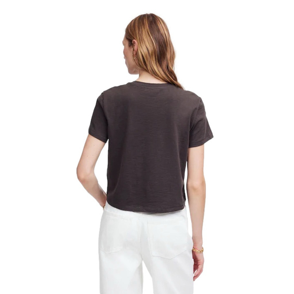 Madewell Soft Slub Boxy Cropped Tee Charcoal Pima Cotton XXS NWT - Picture 3 of 7